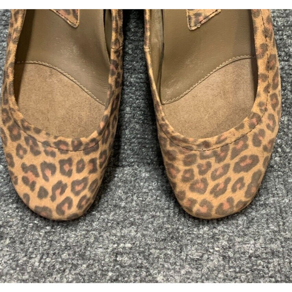 Earthies Ballet Flats Shoes Womens 7.5 Brown Tolo Leather Slip On Animal Leopard - Picture 3 of 14